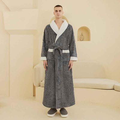 Jacquard Double Layer Thickened Flannel Nightgown