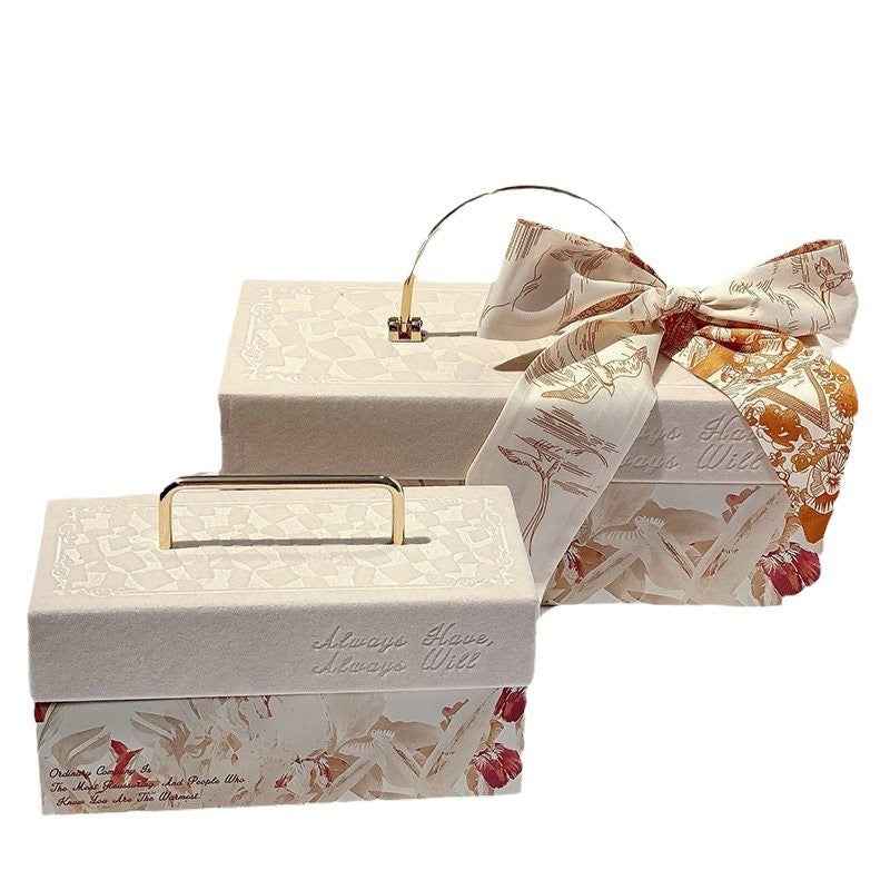 Velvet Embossed Metal Portable Gift Box