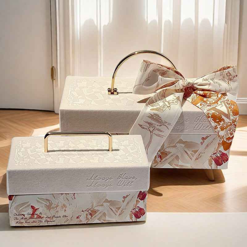 Velvet Embossed Metal Portable Gift Box