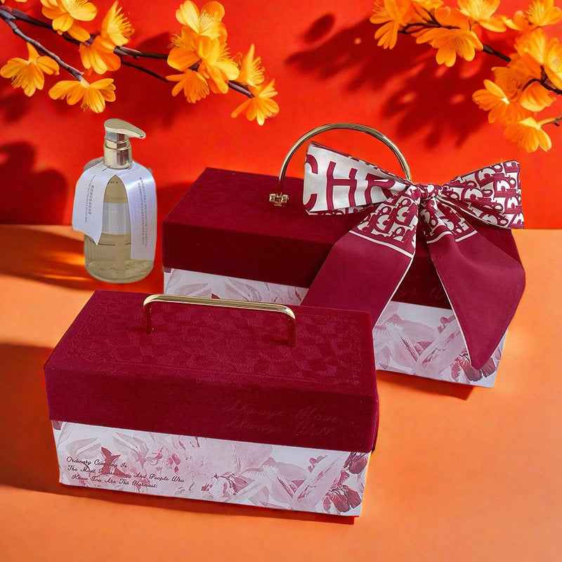 Velvet Embossed Metal Portable Gift Box