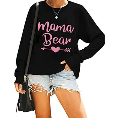MAMA BEAR Christmas Printed Round Neck Long Sleeve Sweater