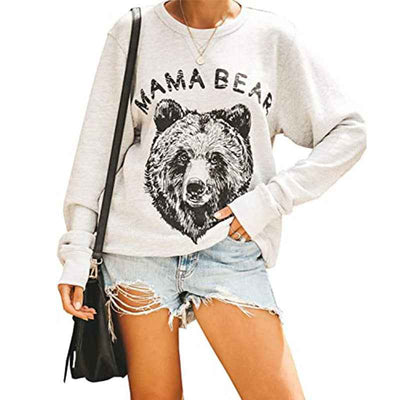 MAMA BEAR Christmas Printed Round Neck Long Sleeve Sweater