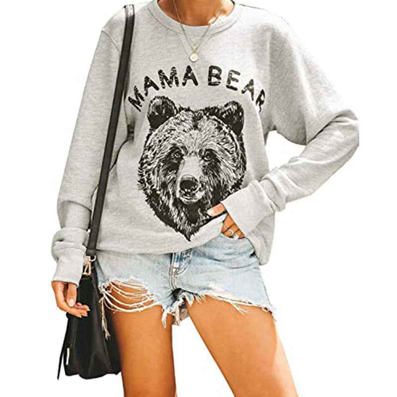 MAMA BEAR Christmas Printed Round Neck Long Sleeve Sweater