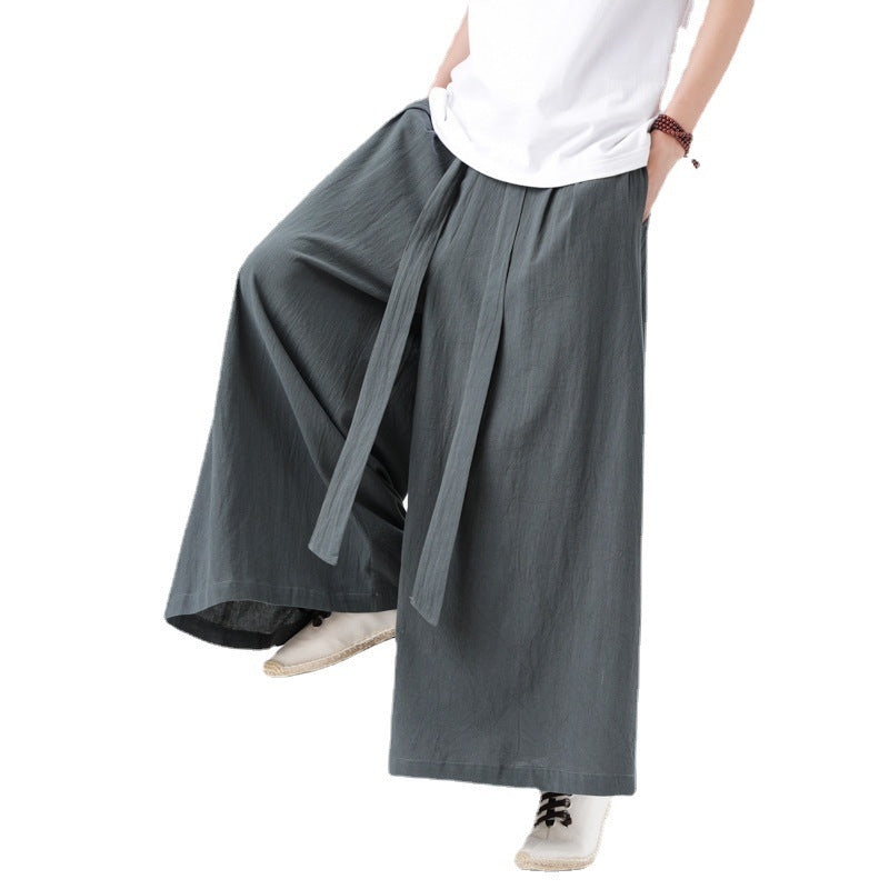 Cotton And Linen Plus Size Loose Trousers Men's Chinese Style SHOPPORA