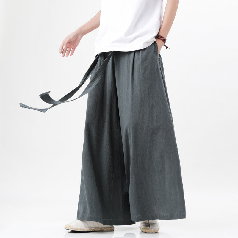 Cotton And Linen Plus Size Loose Trousers Men's Chinese Style SHOPPORA