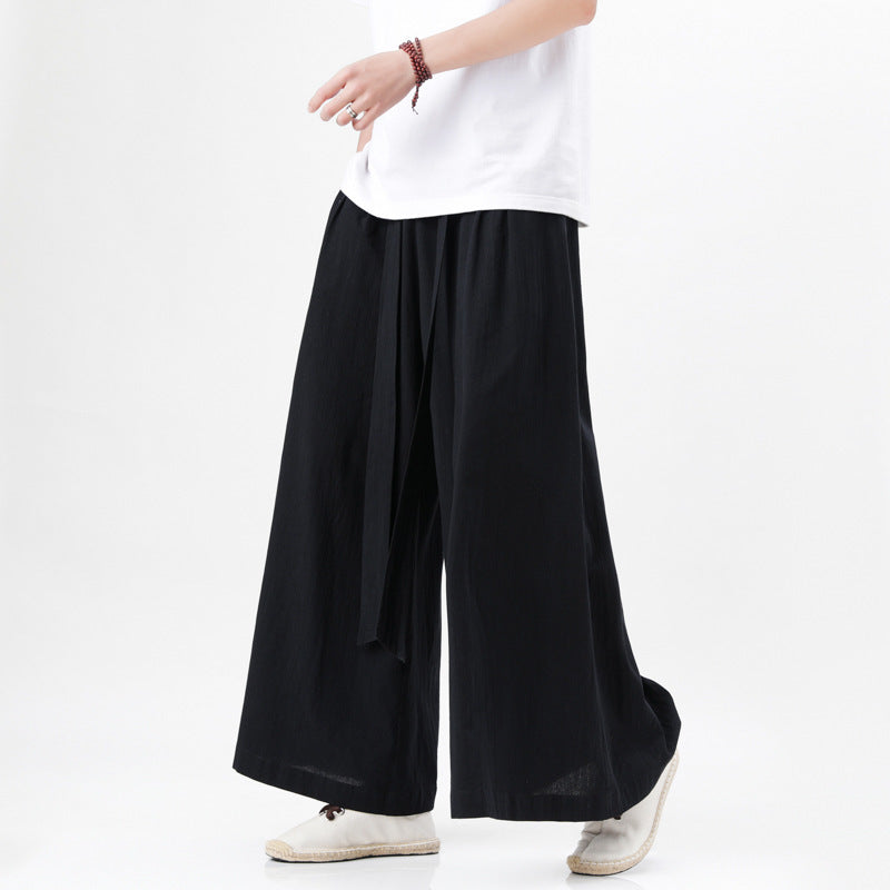 Cotton And Linen Plus Size Loose Trousers Men's Chinese Style SHOPPORA