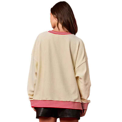 Autumn And Winter New Christmas Skating Elderly Pullover Round Neck Top For Women