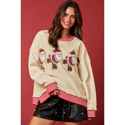 Autumn And Winter New Christmas Skating Elderly Pullover Round Neck Top For Women