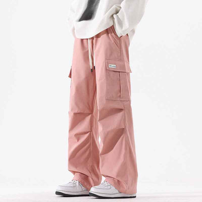 Couple American Retro High Street Fashionable Pleated Straight Cargo Pants