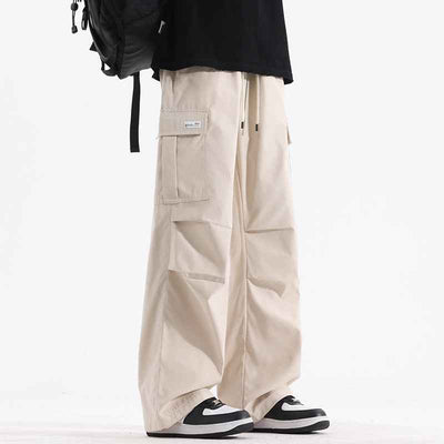Couple American Retro High Street Fashionable Pleated Straight Cargo Pants
