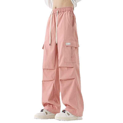 Couple American Retro High Street Fashionable Pleated Straight Cargo Pants
