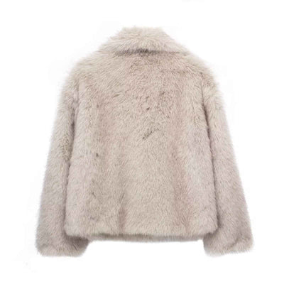 Winter Plush Coat Fashion Warm Thicken Fluffy Lapel Jacket Outwear Casual Long Sleeve Tops Womens Clothing