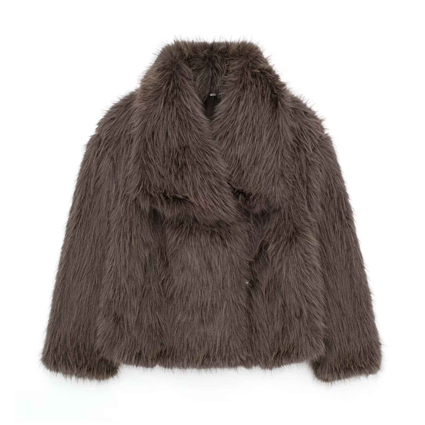 Winter Plush Coat Fashion Warm Thicken Fluffy Lapel Jacket Outwear Casual Long Sleeve Tops Womens Clothing