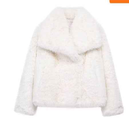 Winter Plush Coat Fashion Warm Thicken Fluffy Lapel Jacket Outwear Casual Long Sleeve Tops Womens Clothing