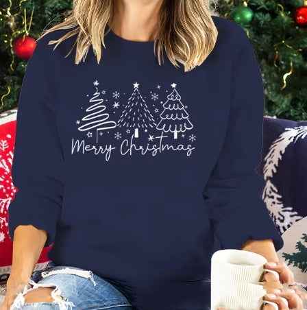 Solid Color Christmas Round-neck Shirt Ladies