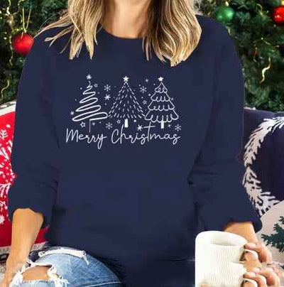 Solid Color Christmas Round-neck Shirt Ladies