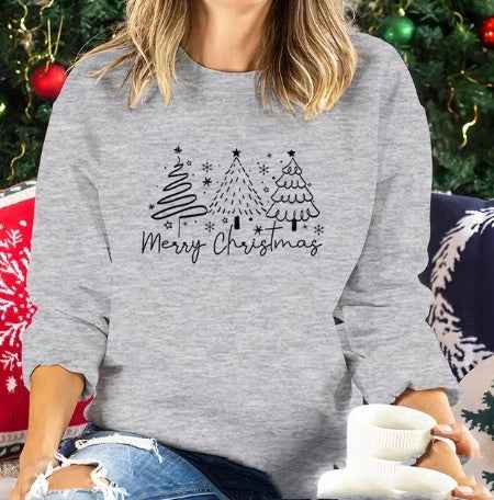 Solid Color Christmas Round-neck Shirt Ladies