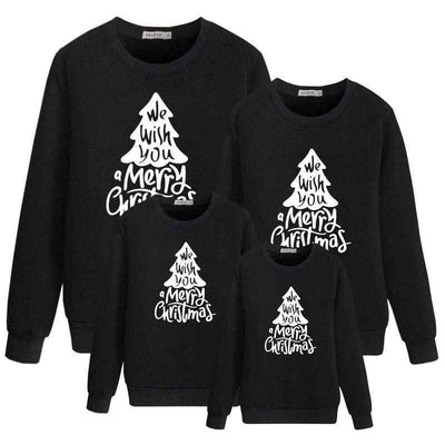 Autumn Christmas Tree And Letter Printed Sweater Parent-child Wear