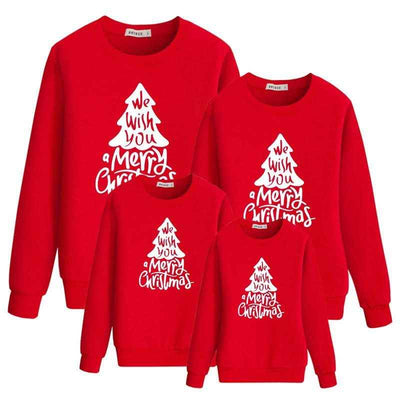 Autumn Christmas Tree And Letter Printed Sweater Parent-child Wear