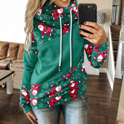 Autumn And Winter Casual Fashion Christmas Print Long-sleeved Hooded Sweater