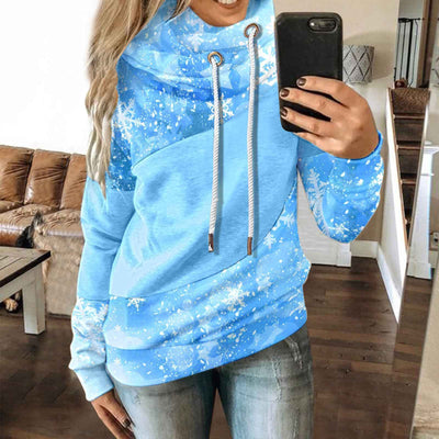 Autumn And Winter Casual Fashion Christmas Print Long-sleeved Hooded Sweater