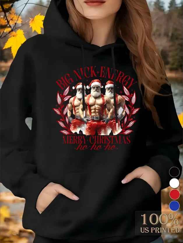 Women'S Christmas Hoodie - Casual Pullover With Pockets - Long Sleeve, Regular Fit Hooded Sweatshirt - Merry Christmas Graphic Print - Adjustable Drawstring - Breathable, Sweat-Absorbent