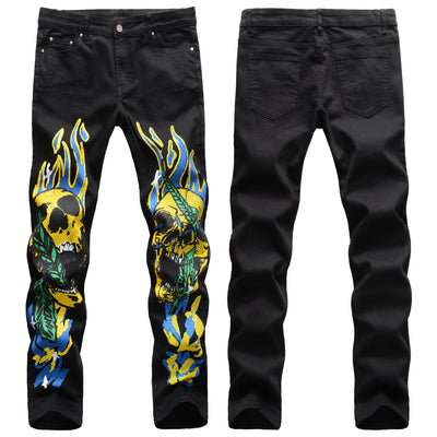 Skull graffiti flame street fashion men's pants SHOPPORA
