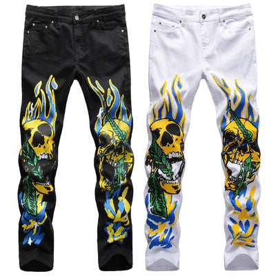 Skull graffiti flame street fashion men's pants SHOPPORA