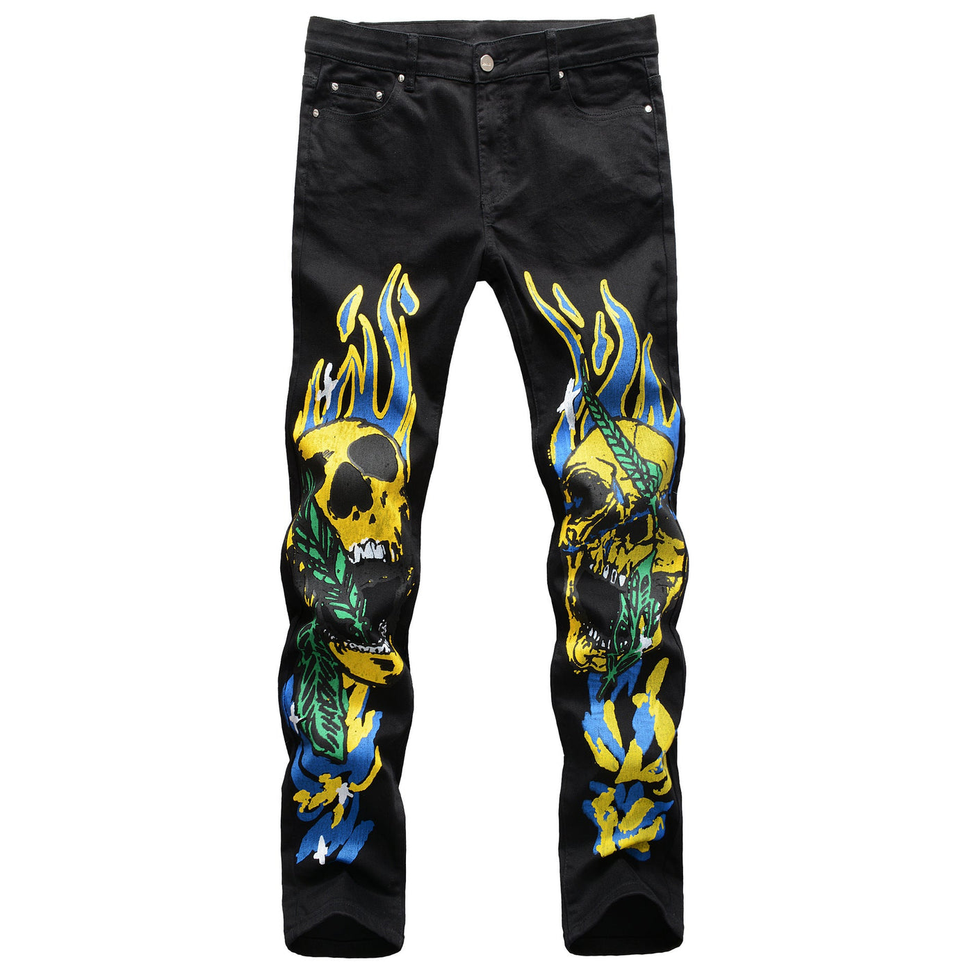 Skull graffiti flame street fashion men's pants SHOPPORA