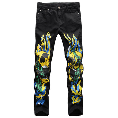 Skull graffiti flame street fashion men's pants SHOPPORA