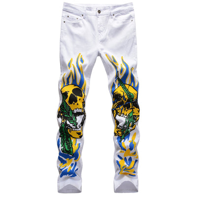 Skull graffiti flame street fashion men's pants SHOPPORA
