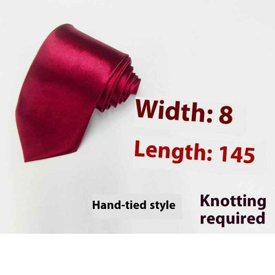 8cm Black Hand-tied Plain Suit Tie