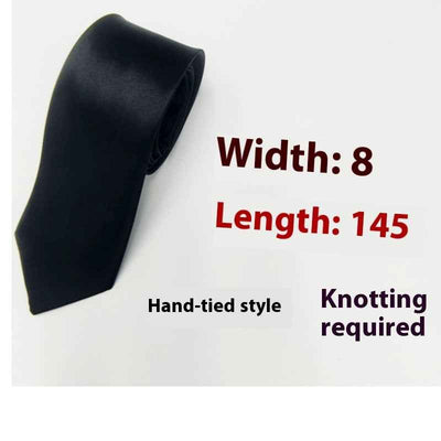 8cm Black Hand-tied Plain Suit Tie