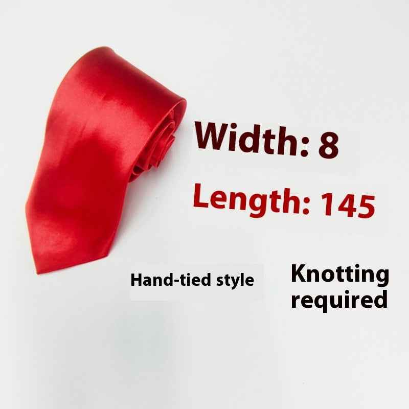 8cm Black Hand-tied Plain Suit Tie