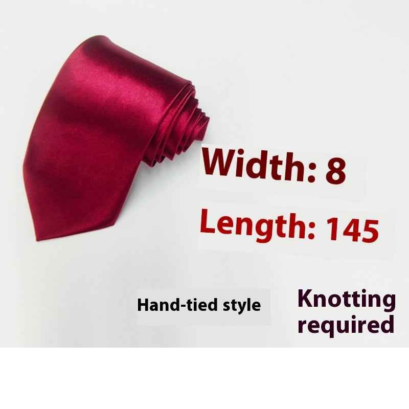 8cm Black Hand-tied Plain Suit Tie
