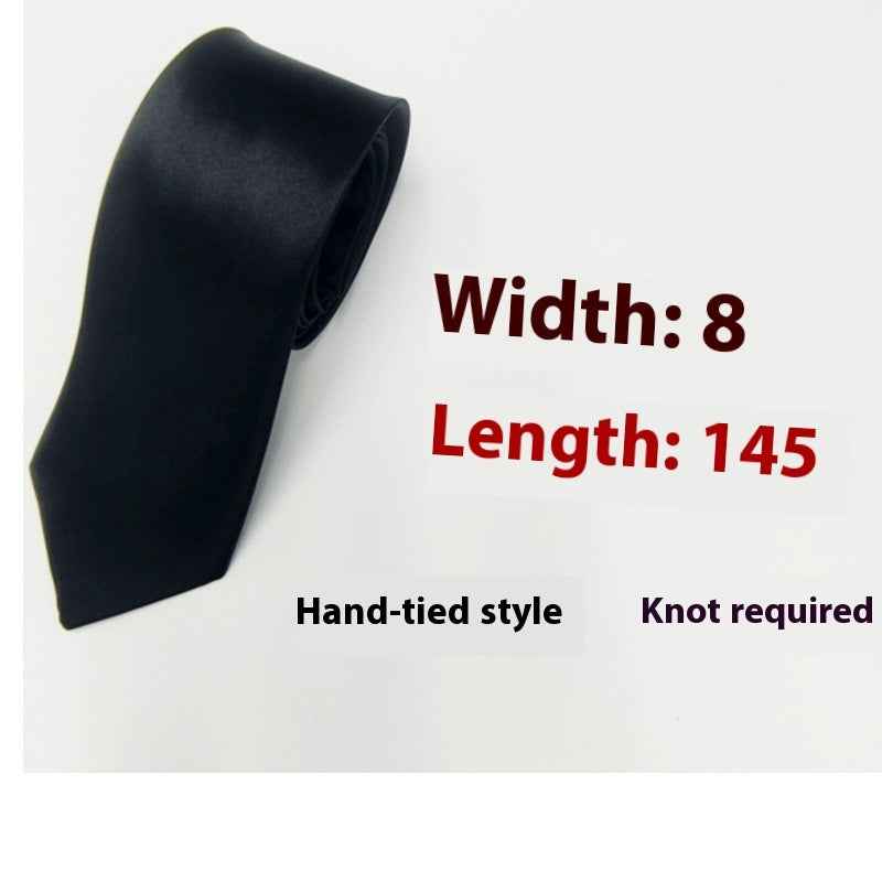 8cm Black Hand-tied Plain Suit Tie