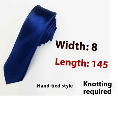 8cm Black Hand-tied Plain Suit Tie