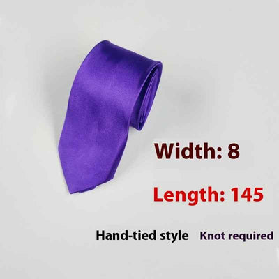 8cm Black Hand-tied Plain Suit Tie