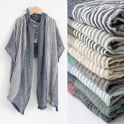 Men's Spring And Summer Thin Striped Scarf Navy Blue Color Matching Thin