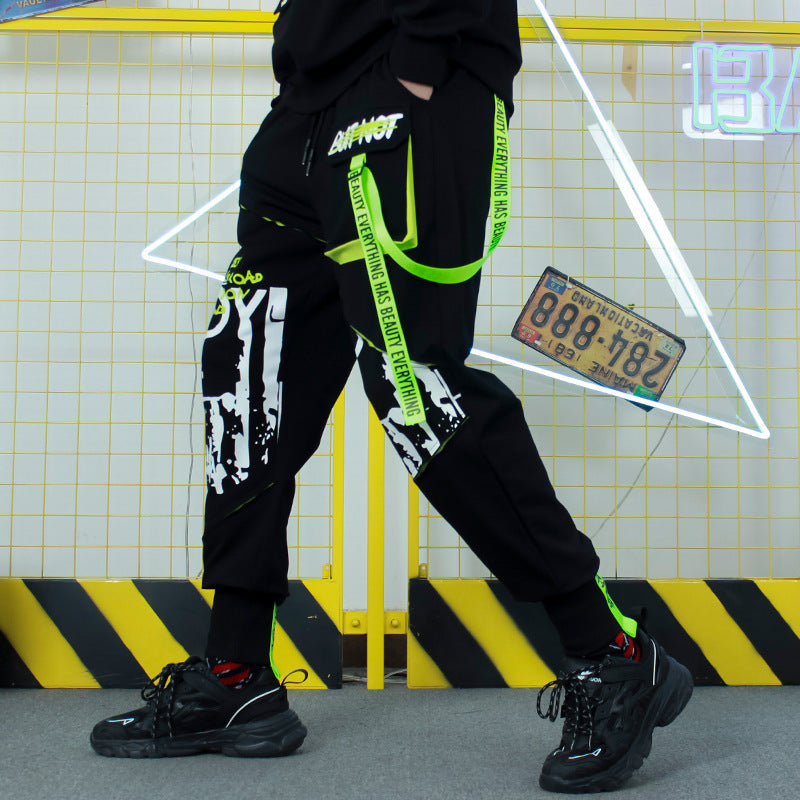 Trendy Stitching Streamer Decorated Loose Slacks SHOPPORA