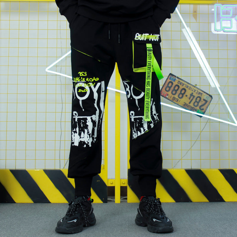 Trendy Stitching Streamer Decorated Loose Slacks SHOPPORA