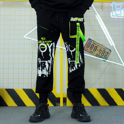 Trendy Stitching Streamer Decorated Loose Slacks SHOPPORA