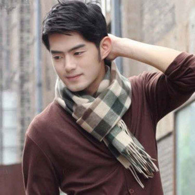 Men's And Women's Double-sided Velvet Plaid Scarf
