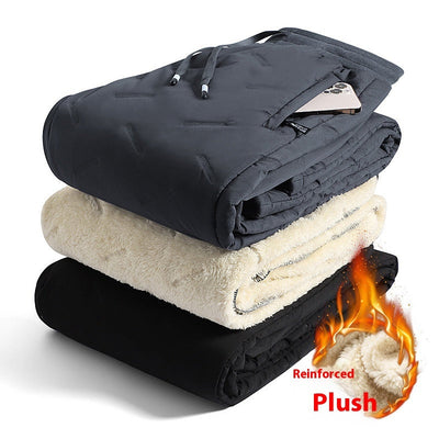 Men's Winter Windproof Warm Tactical Pants Loose Plus Size Fleece-lined SHOPPORA