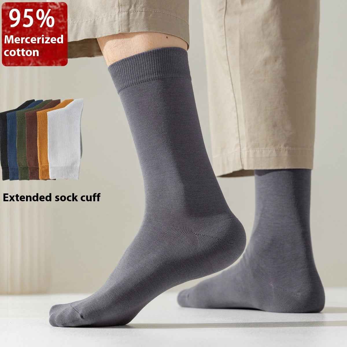 Mid-calf Spring And Autumn Pure Cotton Business Men Socks