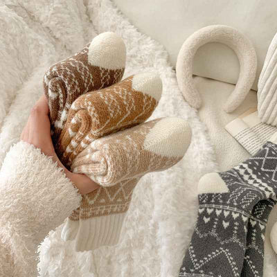 Winter Warm Cashmere Socks Fleece-lined Thick Mid-calf Length Socks