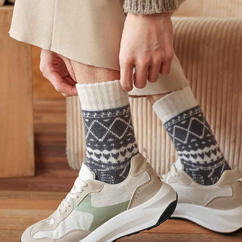 Winter Warm Cashmere Socks Fleece-lined Thick Mid-calf Length Socks