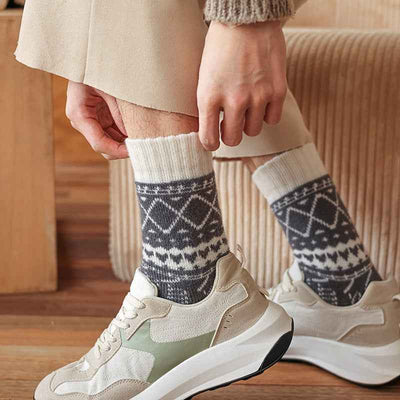Winter Warm Cashmere Socks Fleece-lined Thick Mid-calf Length Socks