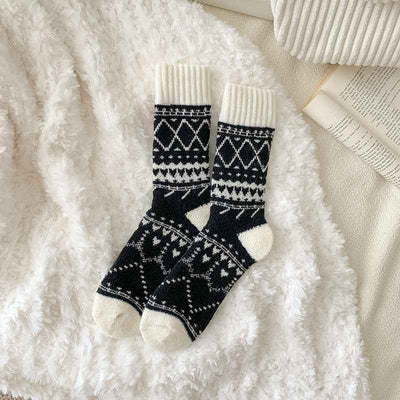 Winter Warm Cashmere Socks Fleece-lined Thick Mid-calf Length Socks