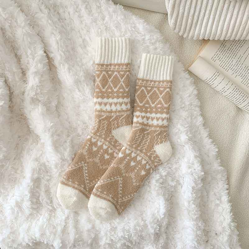 Winter Warm Cashmere Socks Fleece-lined Thick Mid-calf Length Socks
